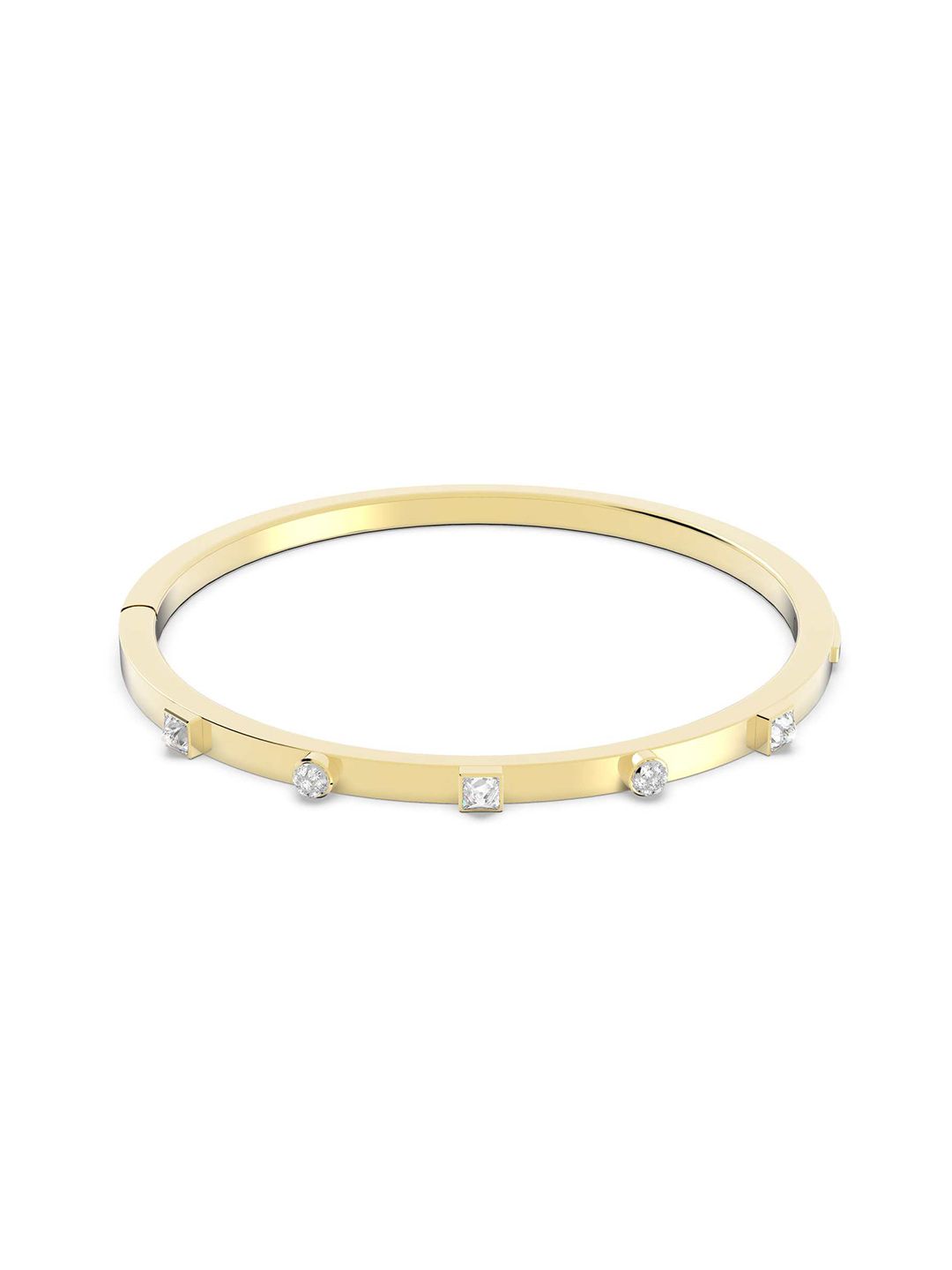SWAROVSKI Women Gold-Toned & Silver-Toned Crystals Gold-Plated Bangle-Style Bracelet Price in India
