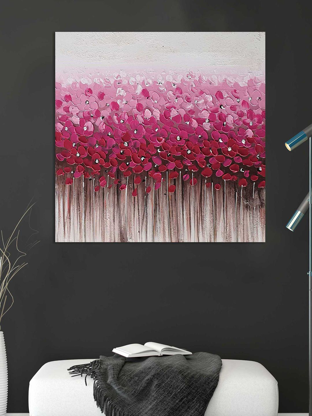 Art Street Pink & White Floral Hand-Painted Wall Art Price in India