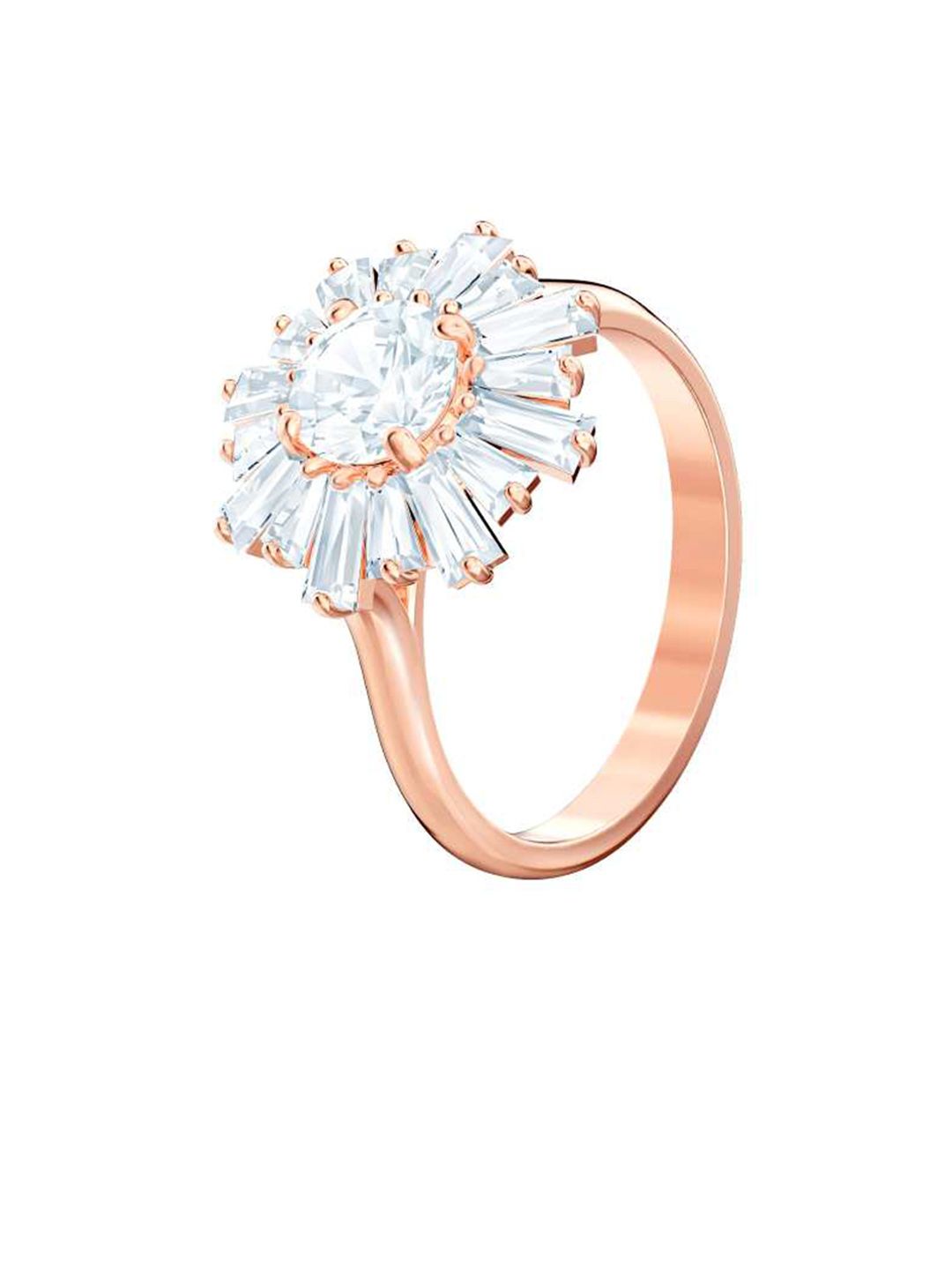 SWAROVSKI Women White Rose-Gold Plated Crystals Studded Finger Ring Price in India