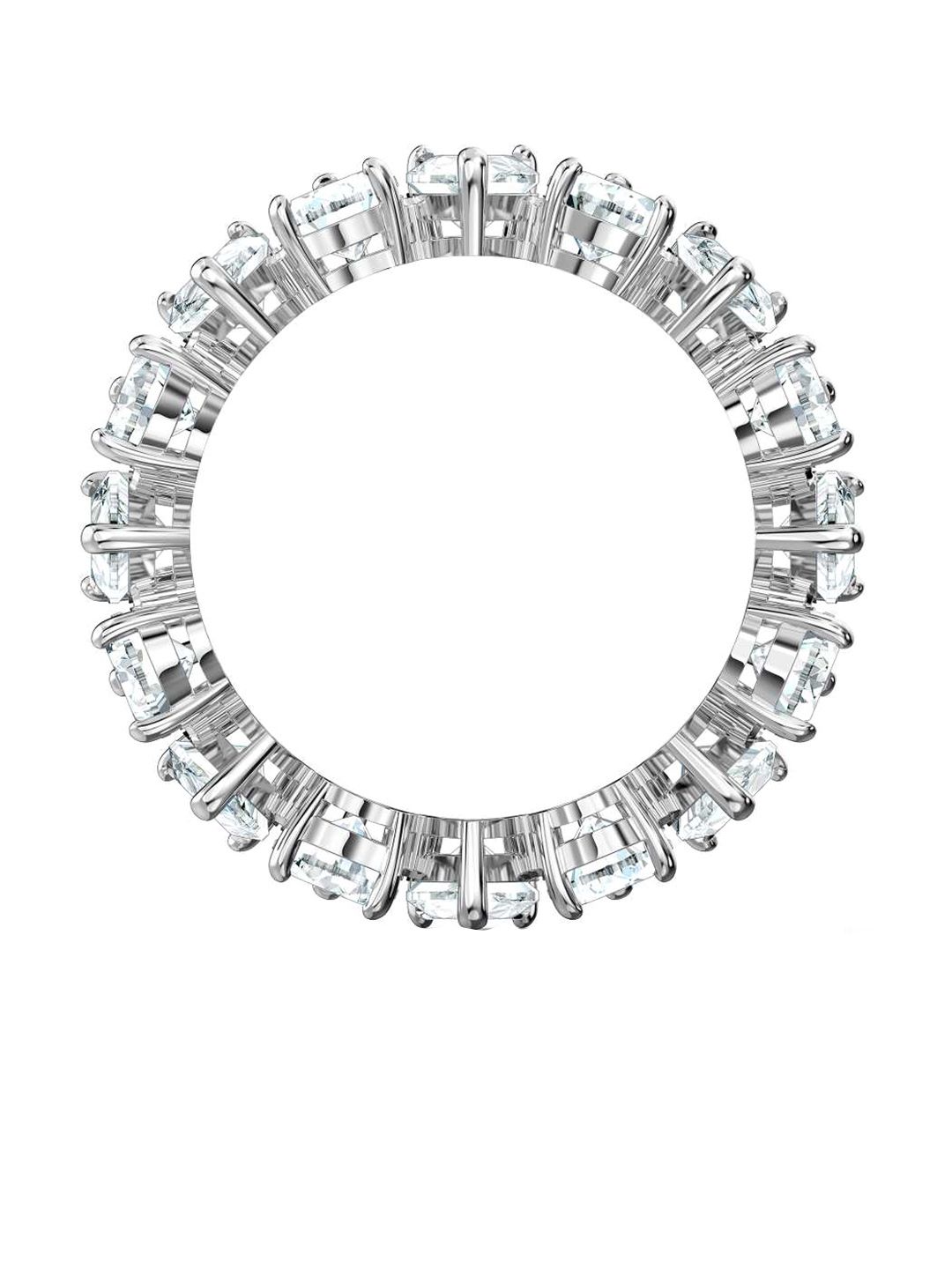 SWAROVSKI Rhodium-Plated Silver-Toned & White Crystal-Studded Finger Ring Price in India