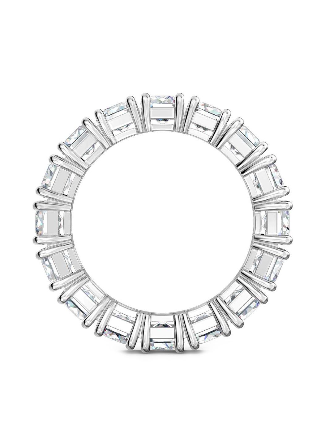 SWAROVSKI Rhodium-Plated Silver-Toned & White Crystal-Studded Finger Ring Price in India