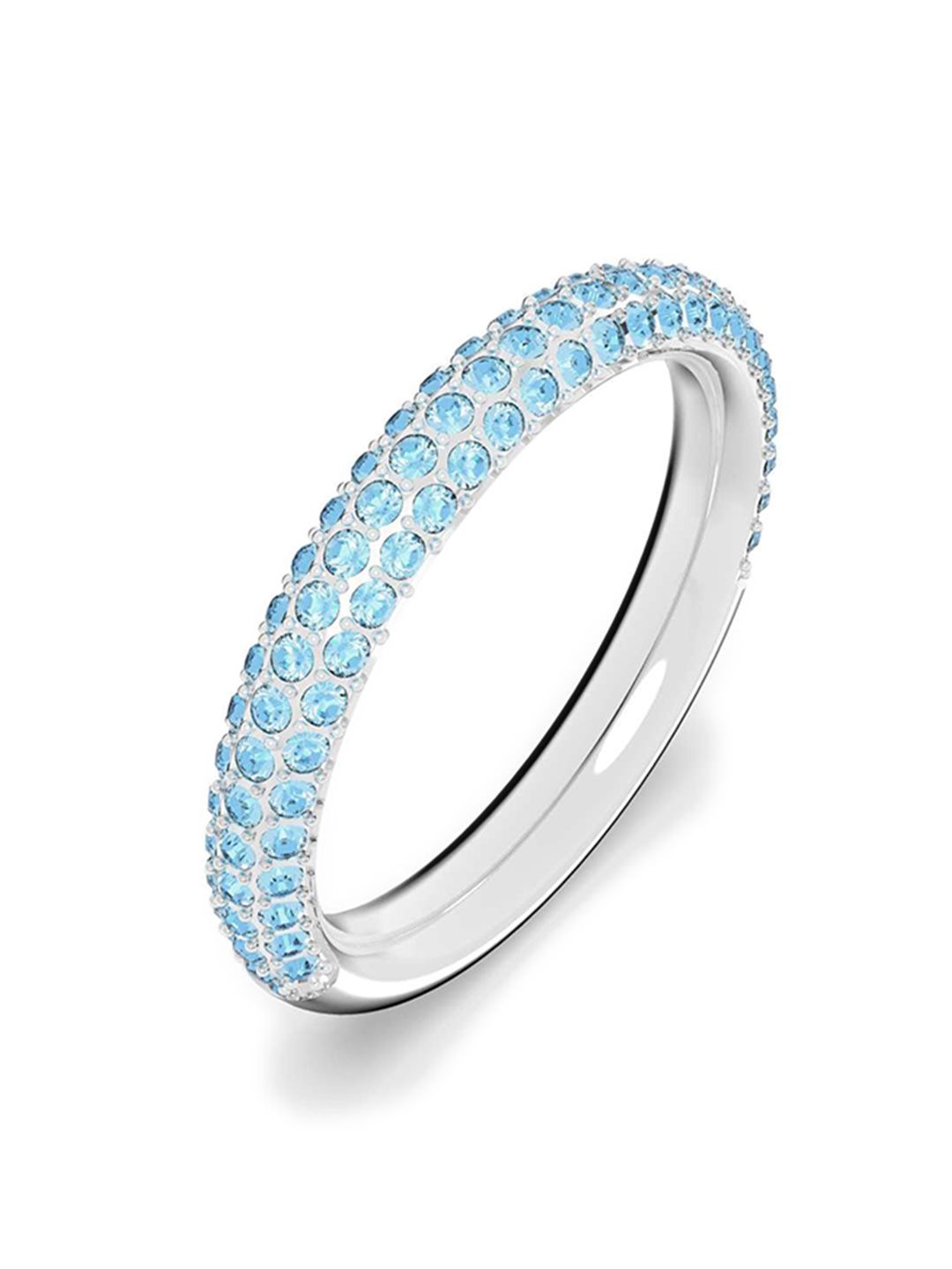 SWAROVSKI Rhodium-Plated Blue Crystal-Studded Finger Ring Price in India