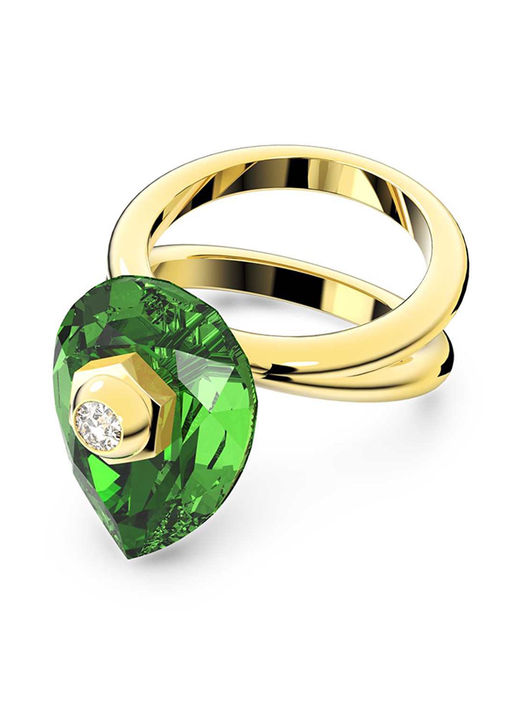 SWAROVSKI Gold-Plated Green & White Crystal-Studded Finger Ring Price in India