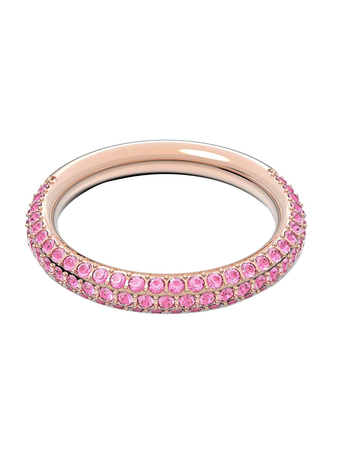 SWAROVSKI Rhodium-Plated Silver-Toned & Pink Crystal-Studded Finger Ring Price in India