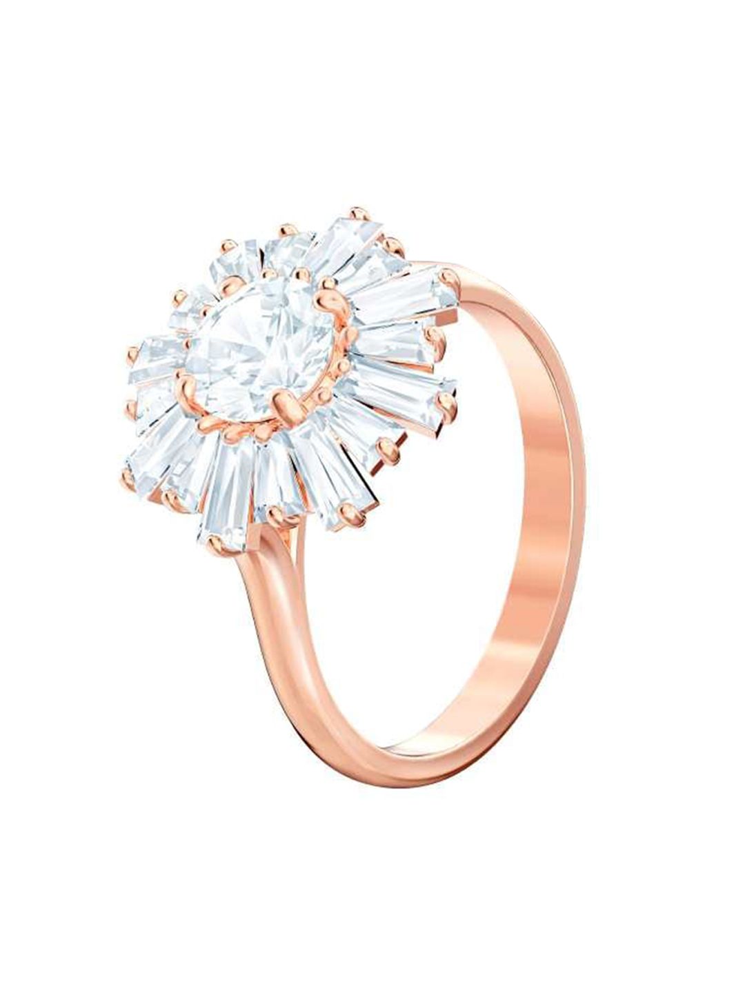 SWAROVSKI Rose Gold-Plated White Crystal-Studded Finger Ring Price in India