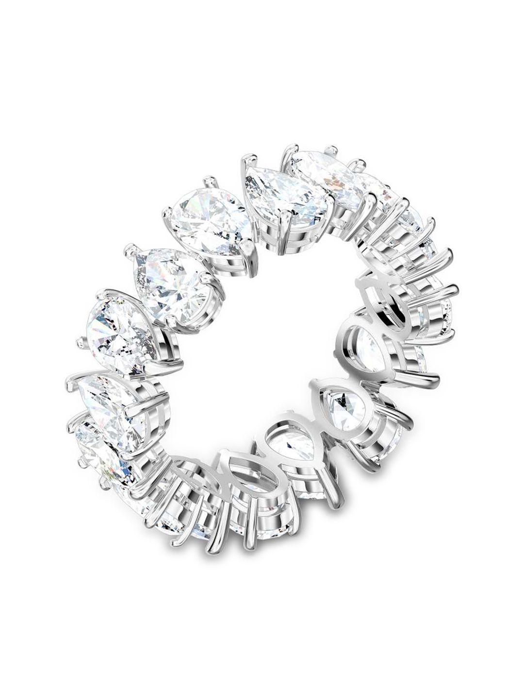 SWAROVSKI Silver-Plated & White Swarovski-Studded Finger Ring Price in India