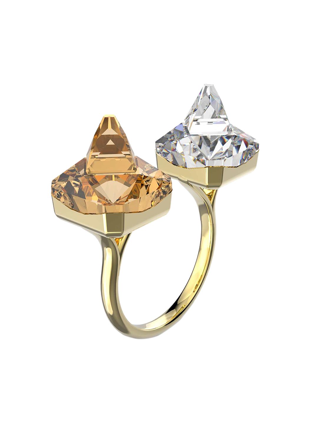 SWAROVSKI Gold-Plated White & Yellow Crystal-Studded Finger Ring Price in India