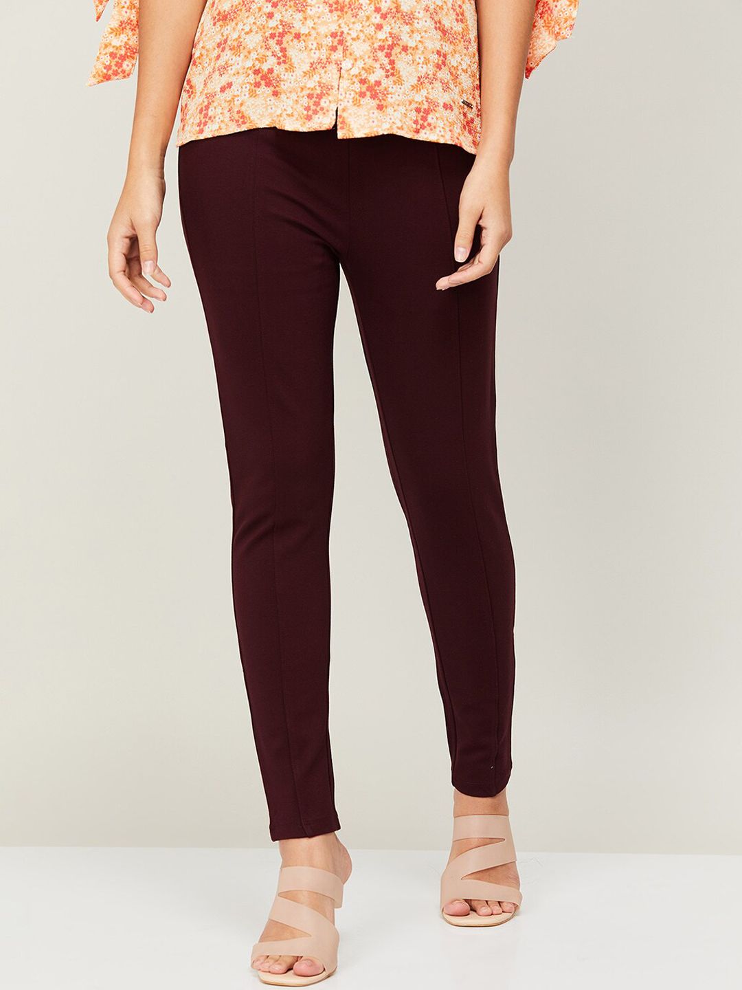 CODE by Lifestyle Women Maroon Regular Fit Trousers Price in India
