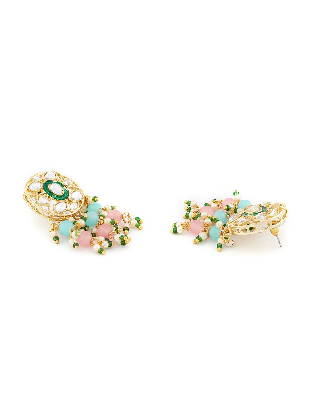 Pink & Green Beads Cluster Drops Kundan Choker Necklace Earring & Ring Set for Women by Indian Collectible, Brass Pearl, No Gemstone, Brass Pearl, No Gemstone Pink & Green Beads Cluster Drops Kundan Choker Necklace Earring & Ring Set for Women by Indian Collectible, Brass Pearl, No Gemstone, Brass Pearl, No Gemstone