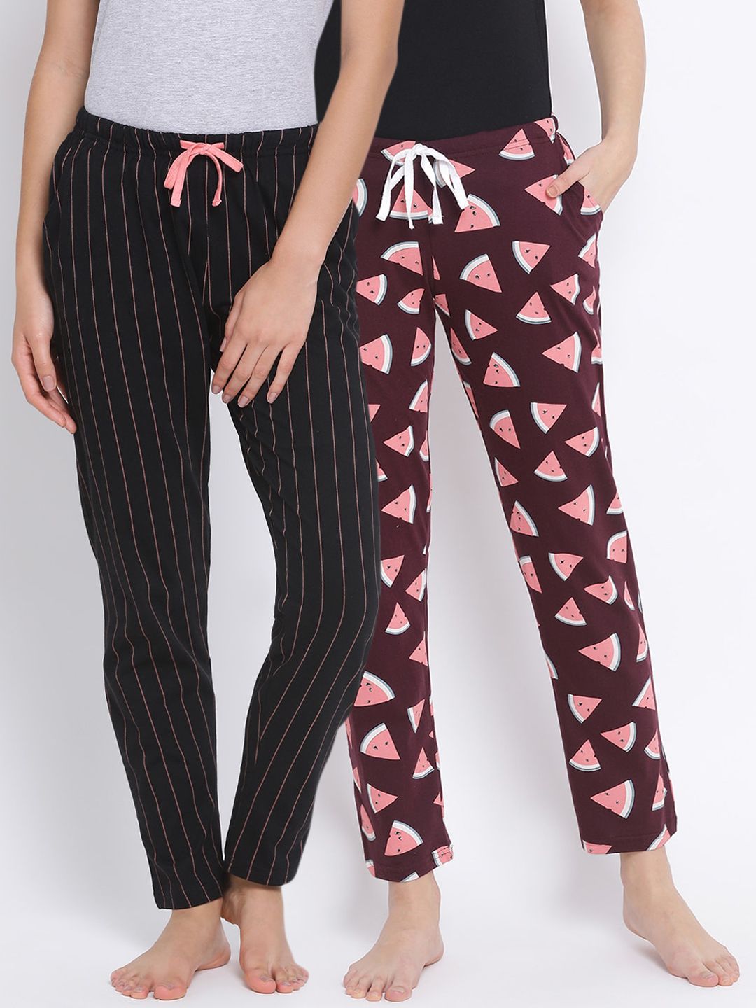 Kanvin Women Pack Of 2 Printed Pure Cotton Lounge Pants Price in India