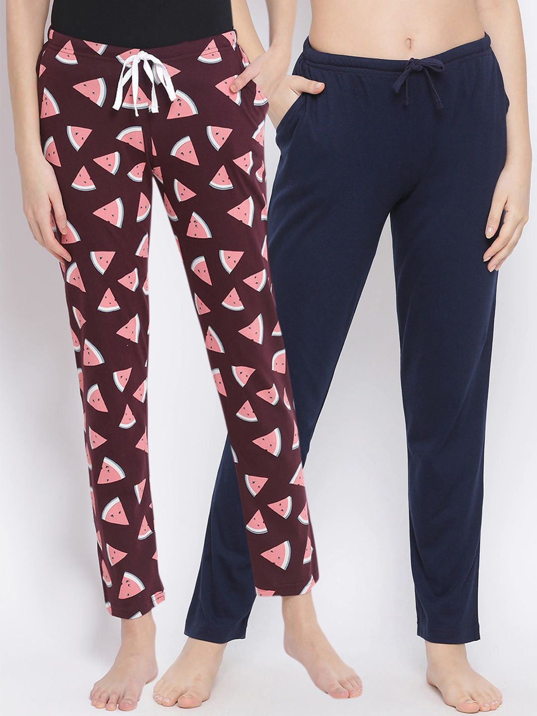 Kanvin Women Pack Of 2 Printed Pure Cotton Lounge Pants Price in India