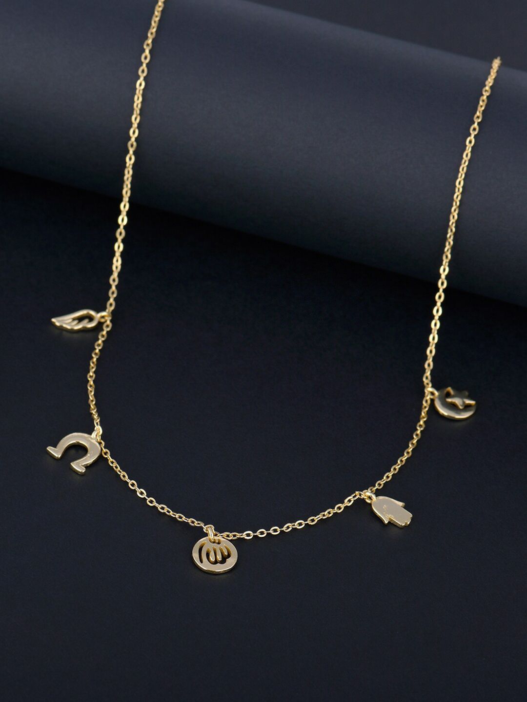GIVA Gold-Toned Sterling Silver Gold-Plated Necklace Price in India