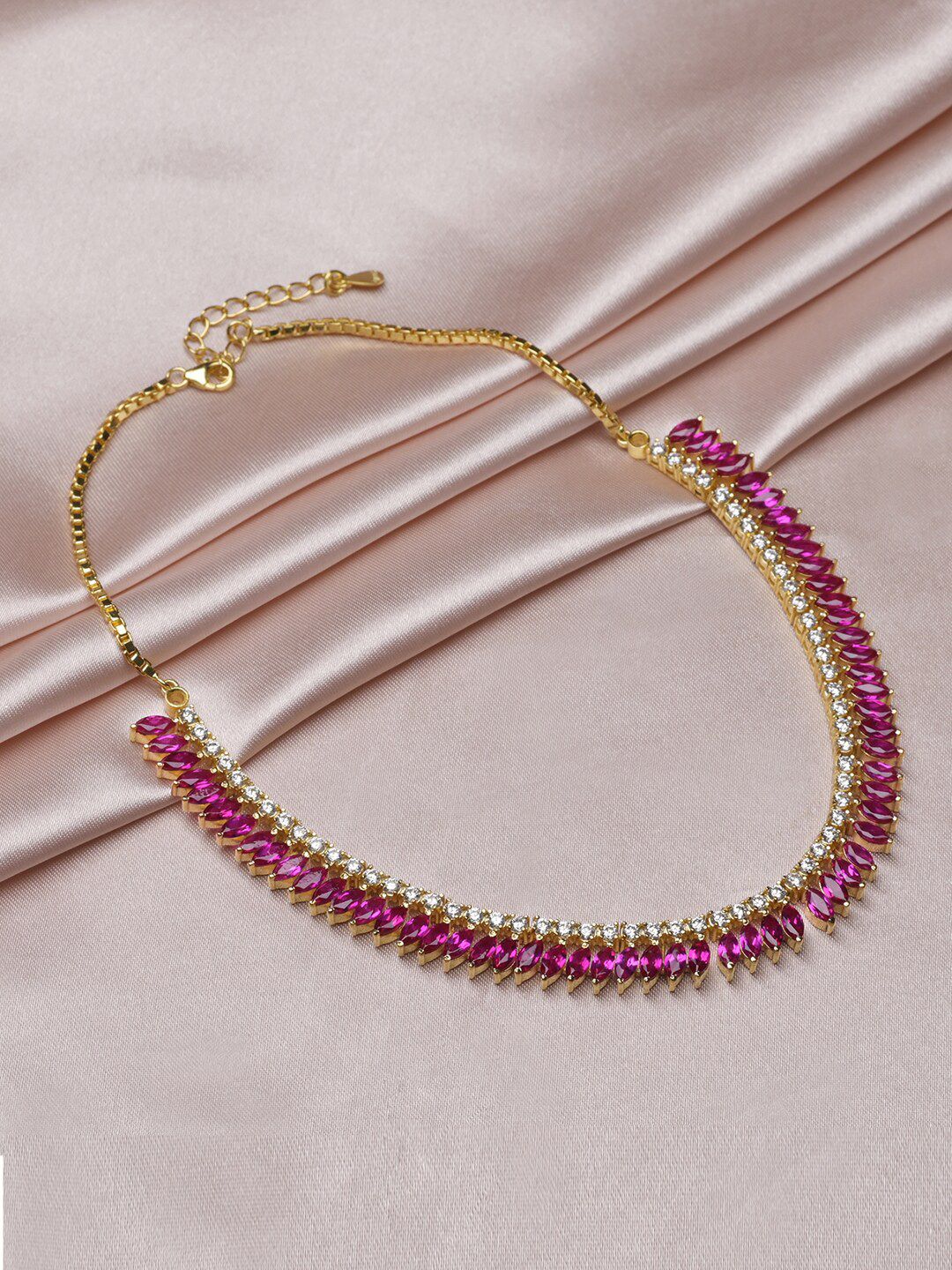 GIVA Pink & 18K Gold-Plated 925 Sterling Silver Necklace Price in India