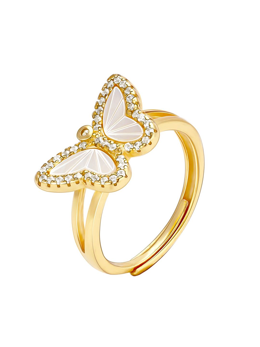 GIVA Gold-Plated Cubic Zirconia-Studded Finger Ring Price in India