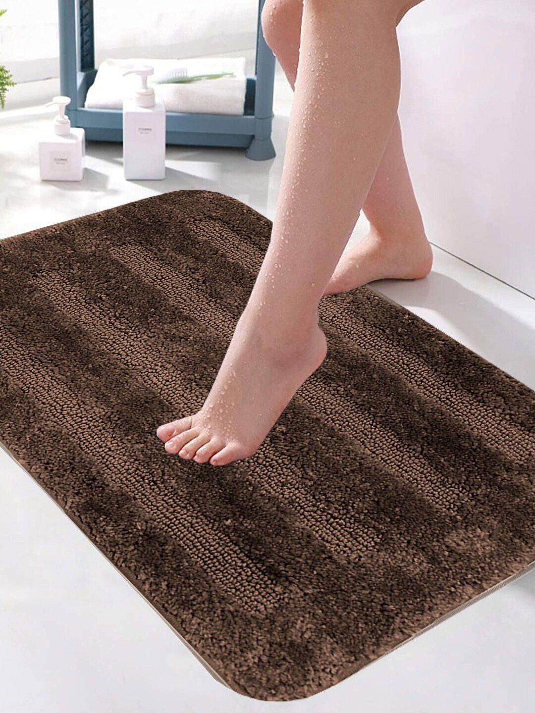 LUXEHOME INTERNATIONAL Coffee Brown 1780 GSM Bath Rug Price in India