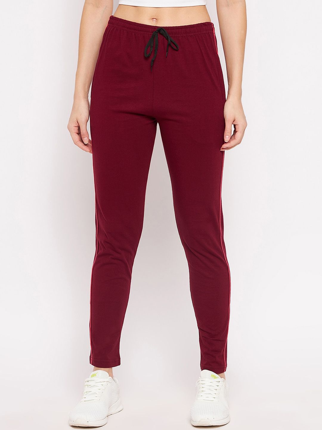 Bitterlime Women Maroon Solid Track Pants Price in India