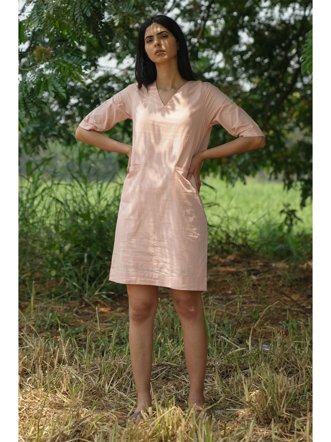 the kaatn trail Peach-Coloured A-Line Dress Price in India