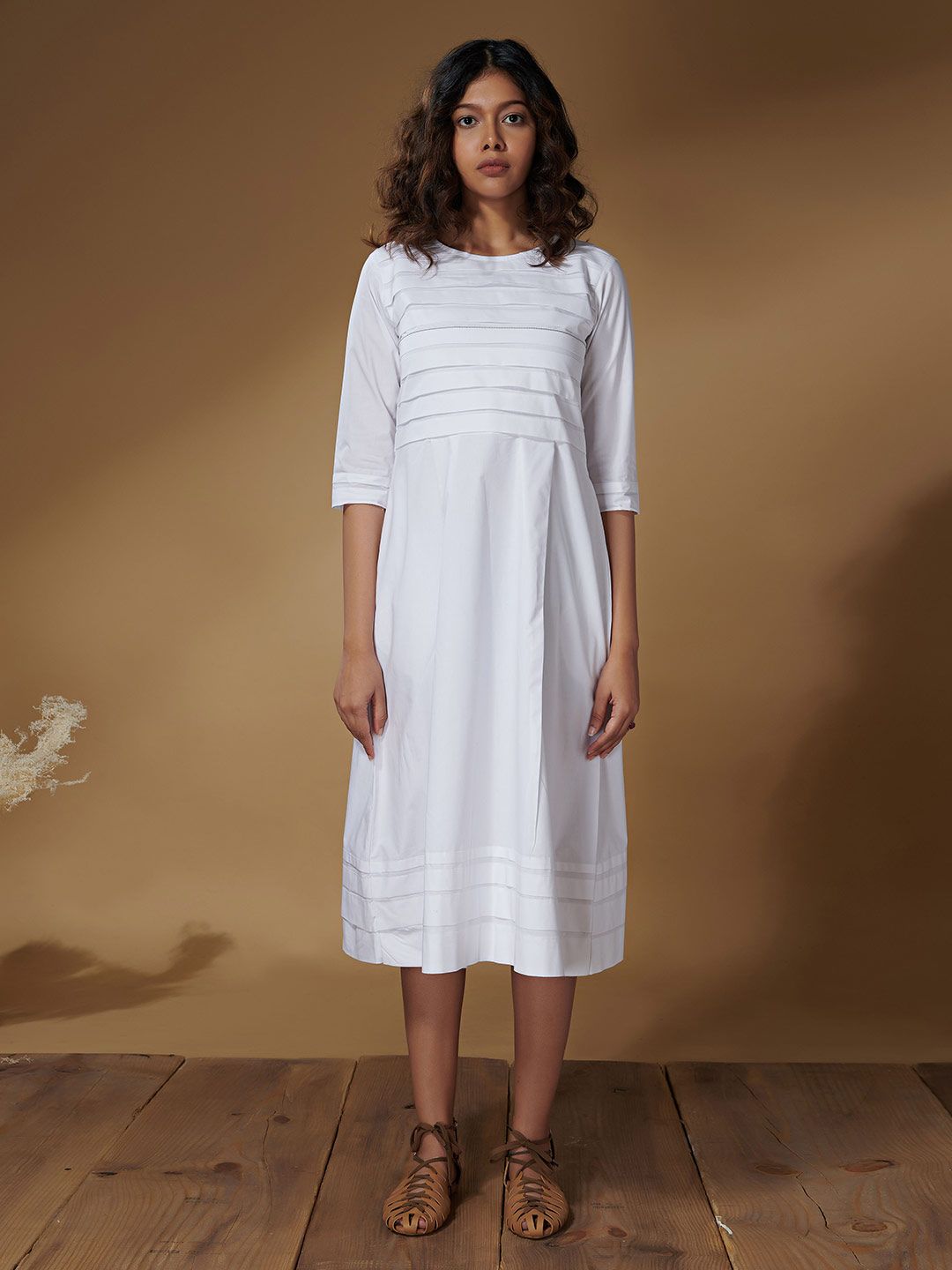 the kaatn trail White Striped A-Line Dress Price in India