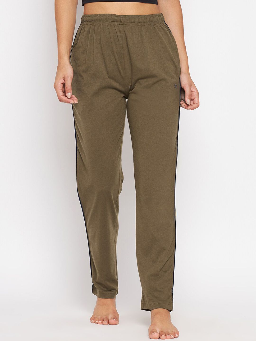 Okane Women Olive Green Solid Lounge Pants Price in India