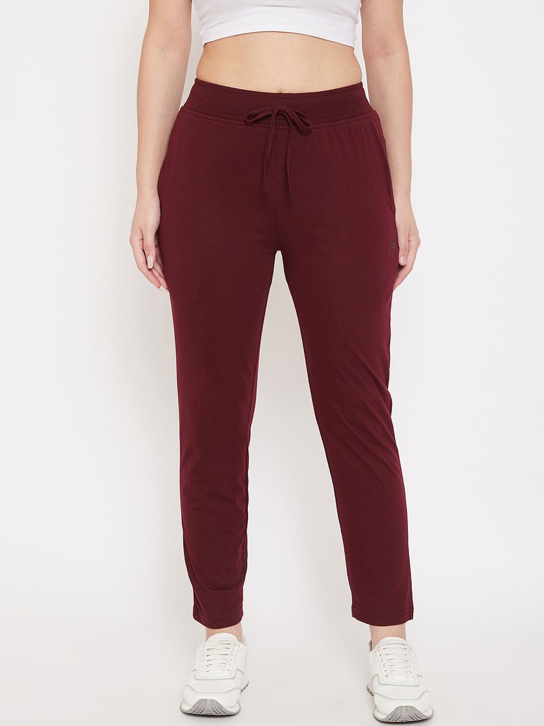 Okane Women Maroon Solid Track Pants Price in India