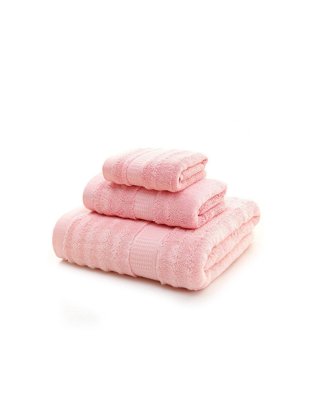 MUSH Set of 3 Pink Ultra Soft & Eco Friendly Bamboo 600 GSM Towel Set Price in India