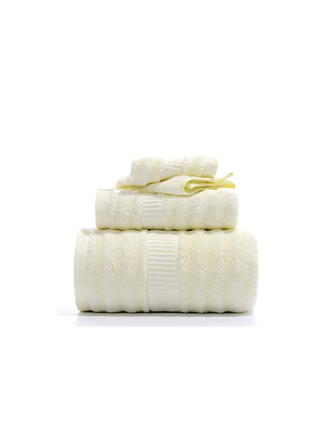 MUSH Set Of 3 Cream-Colored Ultra Soft & Eco Friendly Bamboo 600 GSM Towel Set Price in India