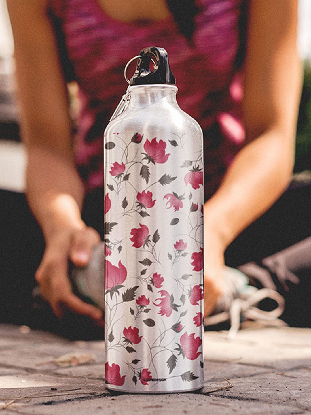 macmerise Silver-Toned & Pink Printed  Sipper Water Bottle 750 ml Price in India
