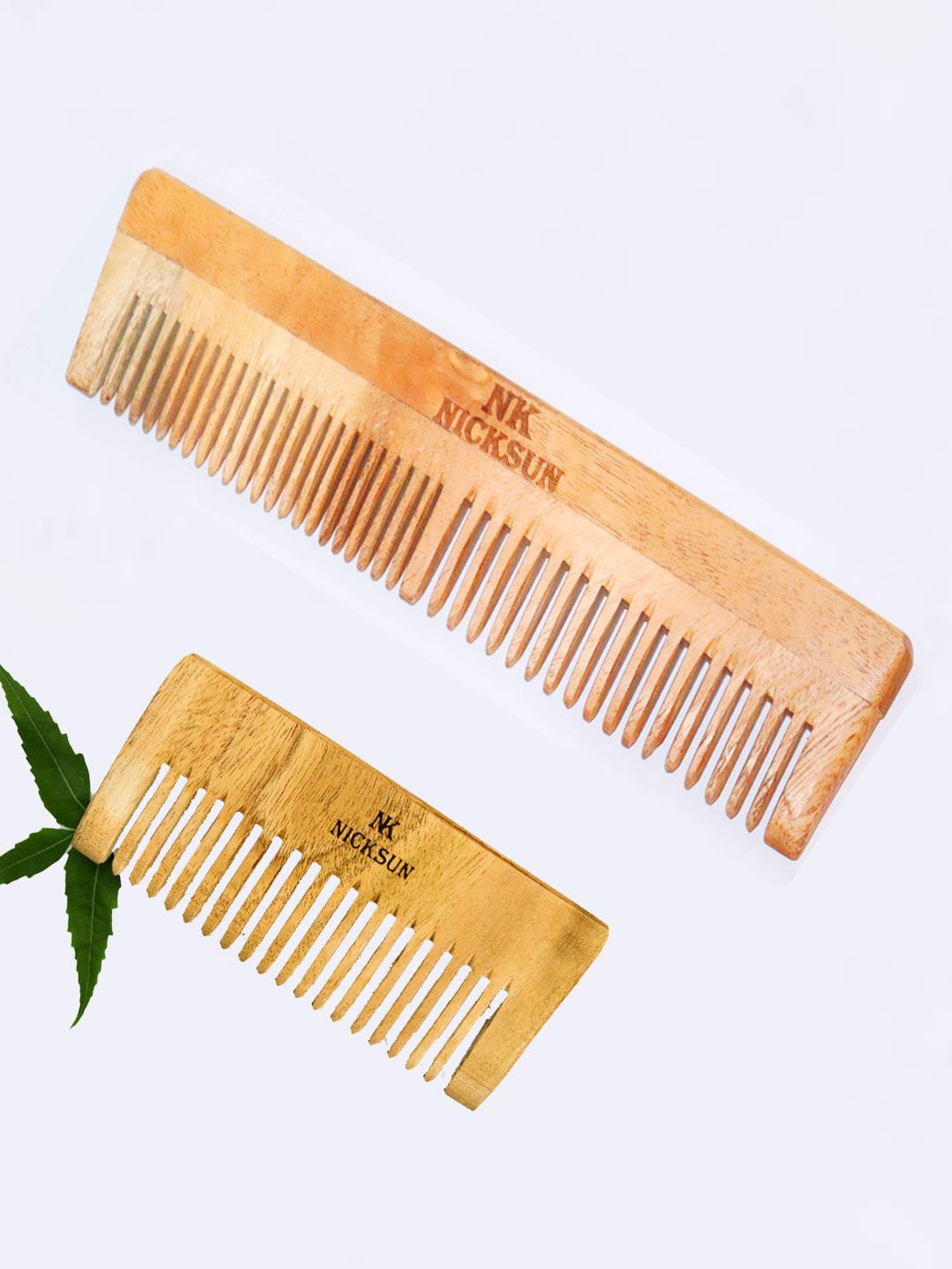 NICKSUN Set of 2 Neem Wooden Combs - Beige Price in India