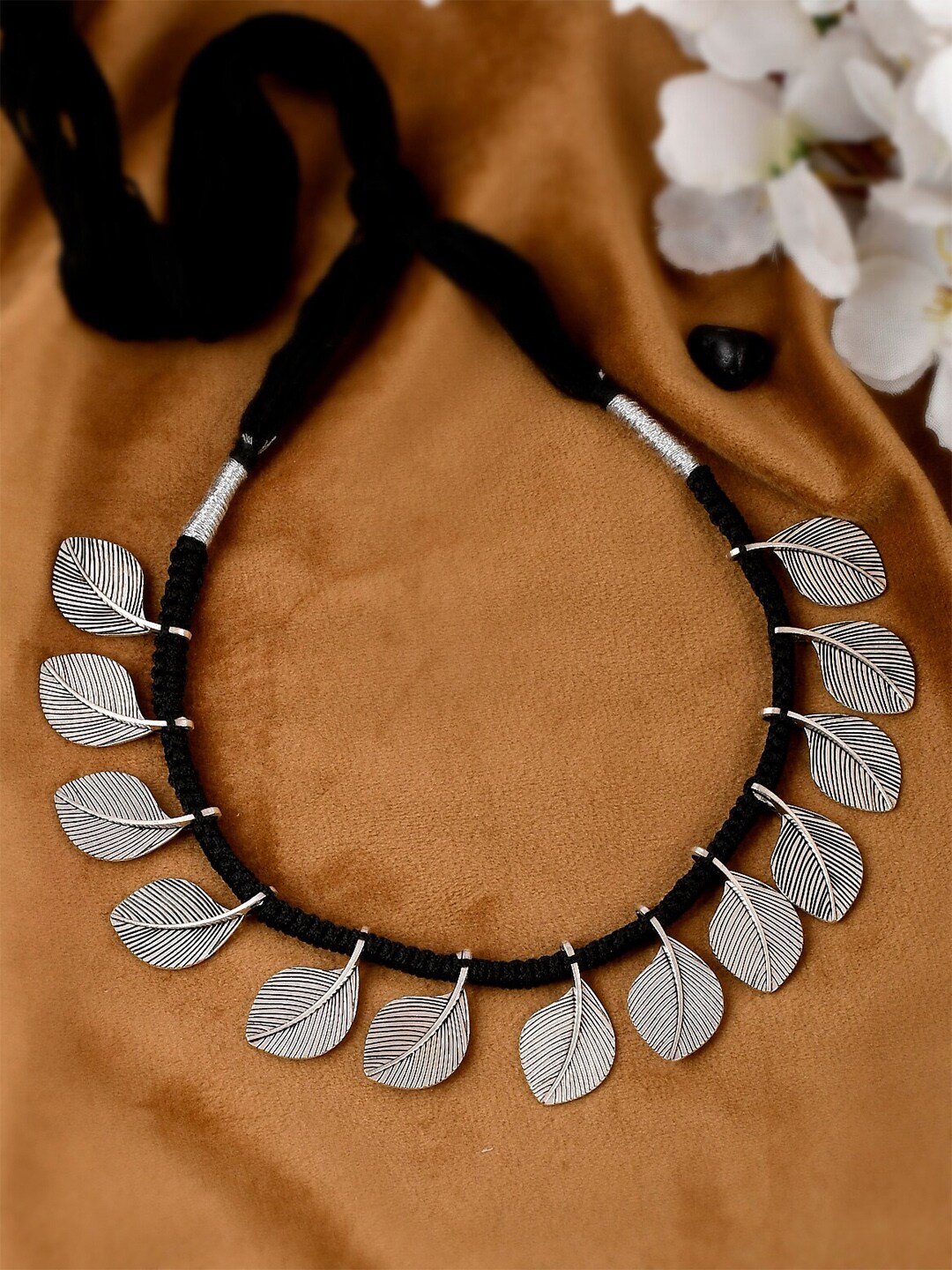 Shoshaa Silver-Toned Brass Silver-Plated Bohemian Necklace Price in India