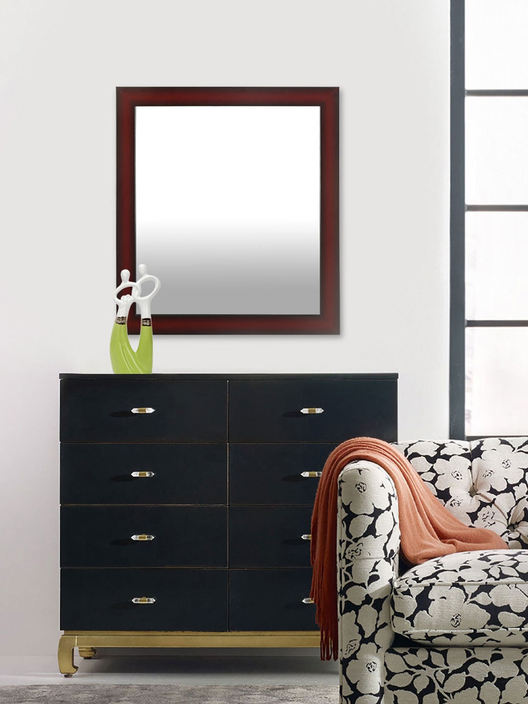 Athome by Nilkamal Brown Solid Decorative Wall Mirror Price in India