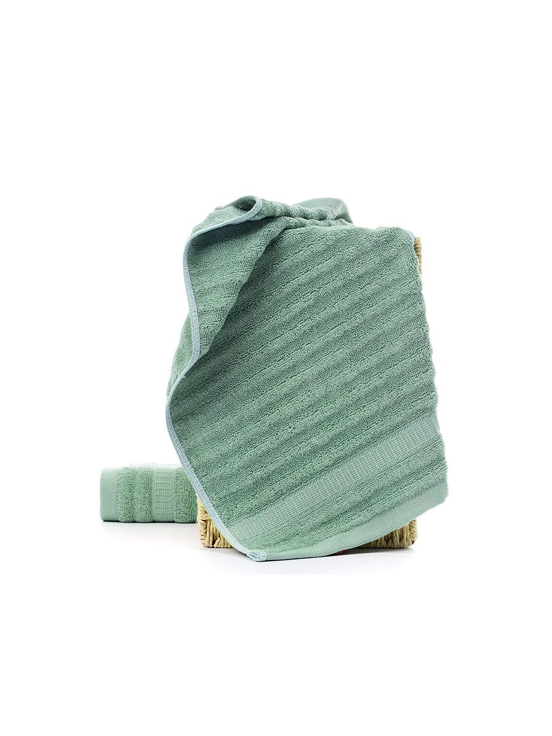 MUSH Set Of 2 Olive Green Solid 600 GSM Ultra Soft & Eco Friendly Bamboo Hand Towel Price in India