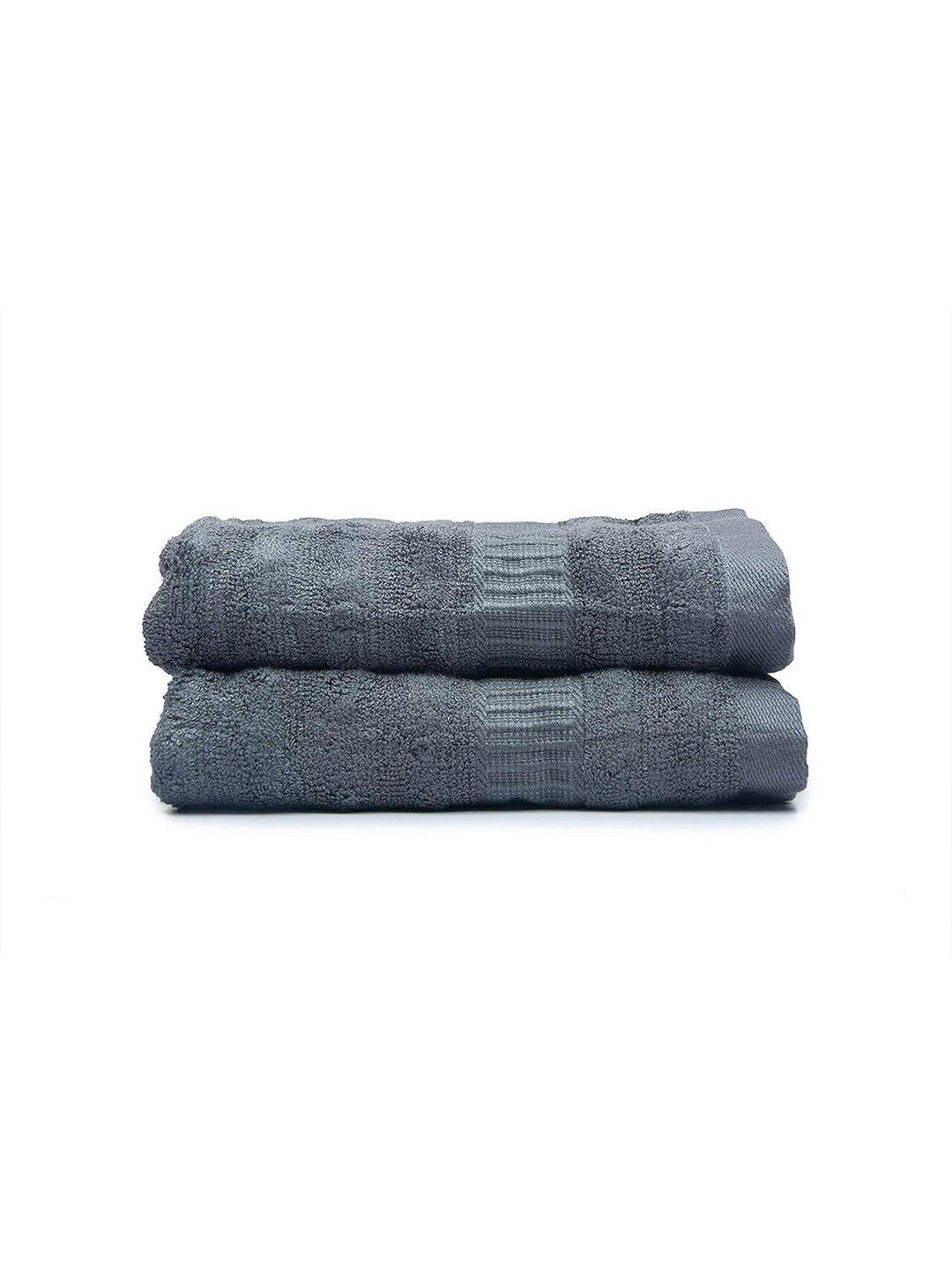 MUSH Set Of 2 Space Grey Solid 600 GSM Ultra Soft & Eco Friendly Bamboo Hand Towel Price in India