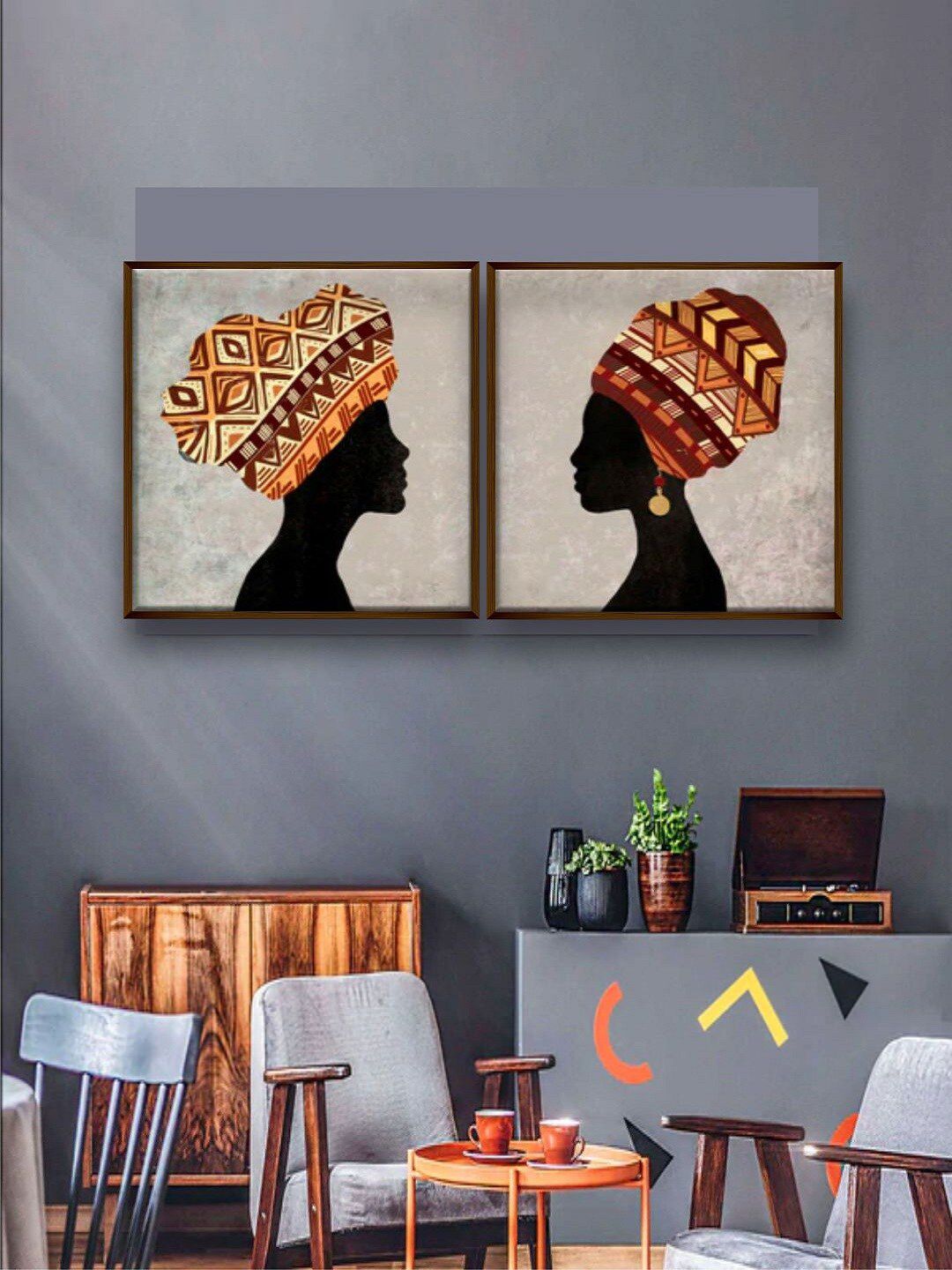 The Art House Set Of 2 Brown Abstract Painting Wall Art Price in India