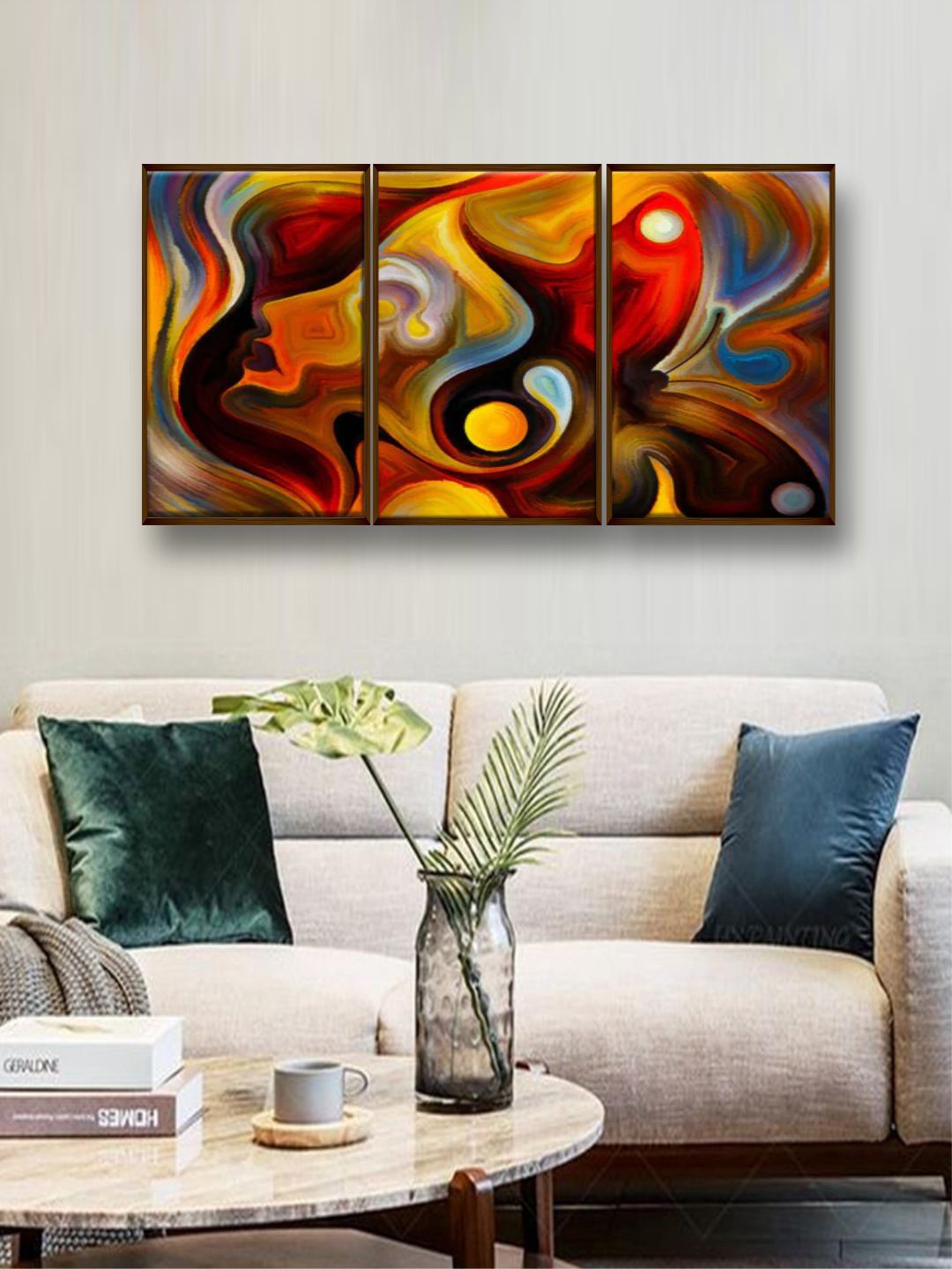 The Art House Set Of 3 Multi-Colored Abstract Painting Frame Wall Art Price in India