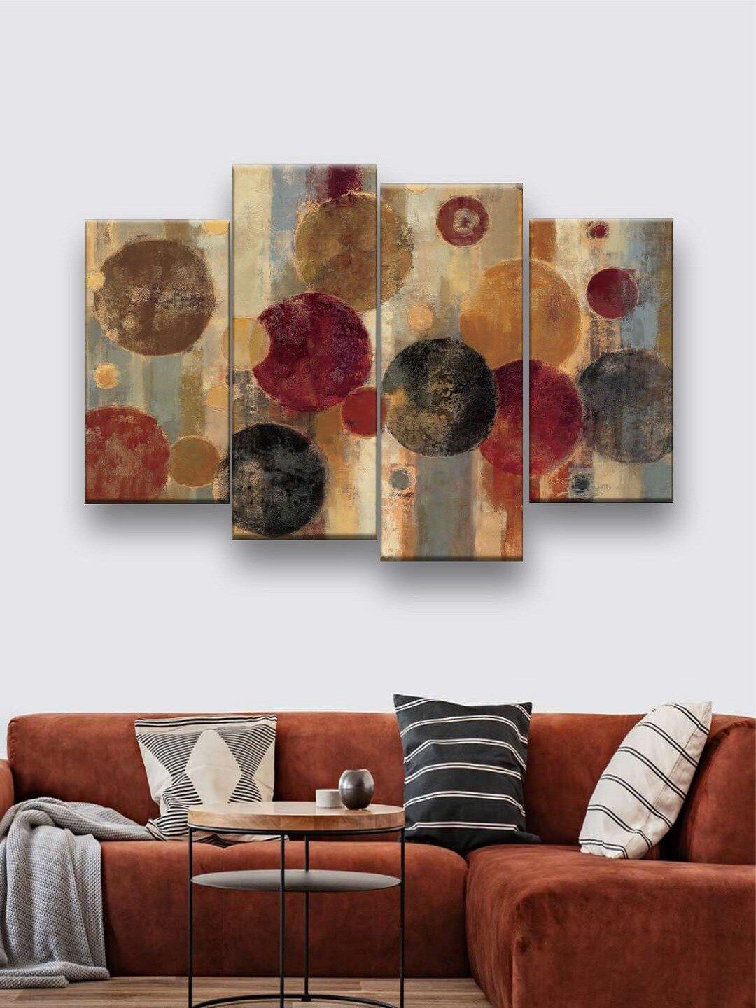 The Art House Brown & Maroon Abstract Framed Wall Painting Price in India
