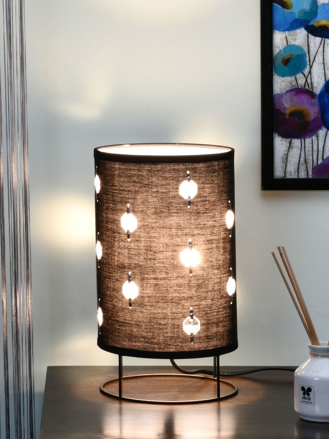 Athome by Nilkamal Black Crystalia Promo Table Lamp With Shade Price in India