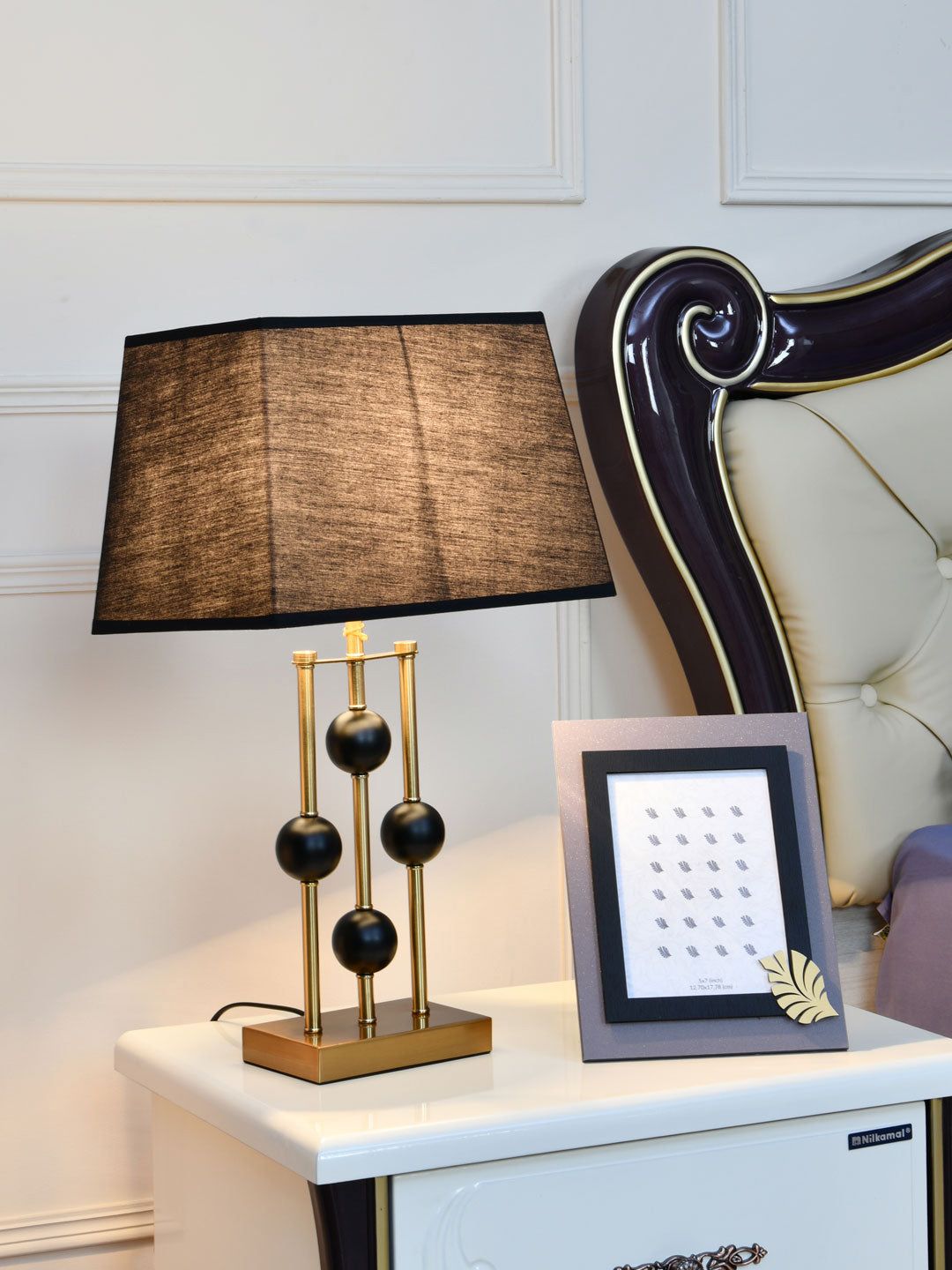 Athome by Nilkamal Black & Gold Trio Leg Sleek Table Lamp Price in India