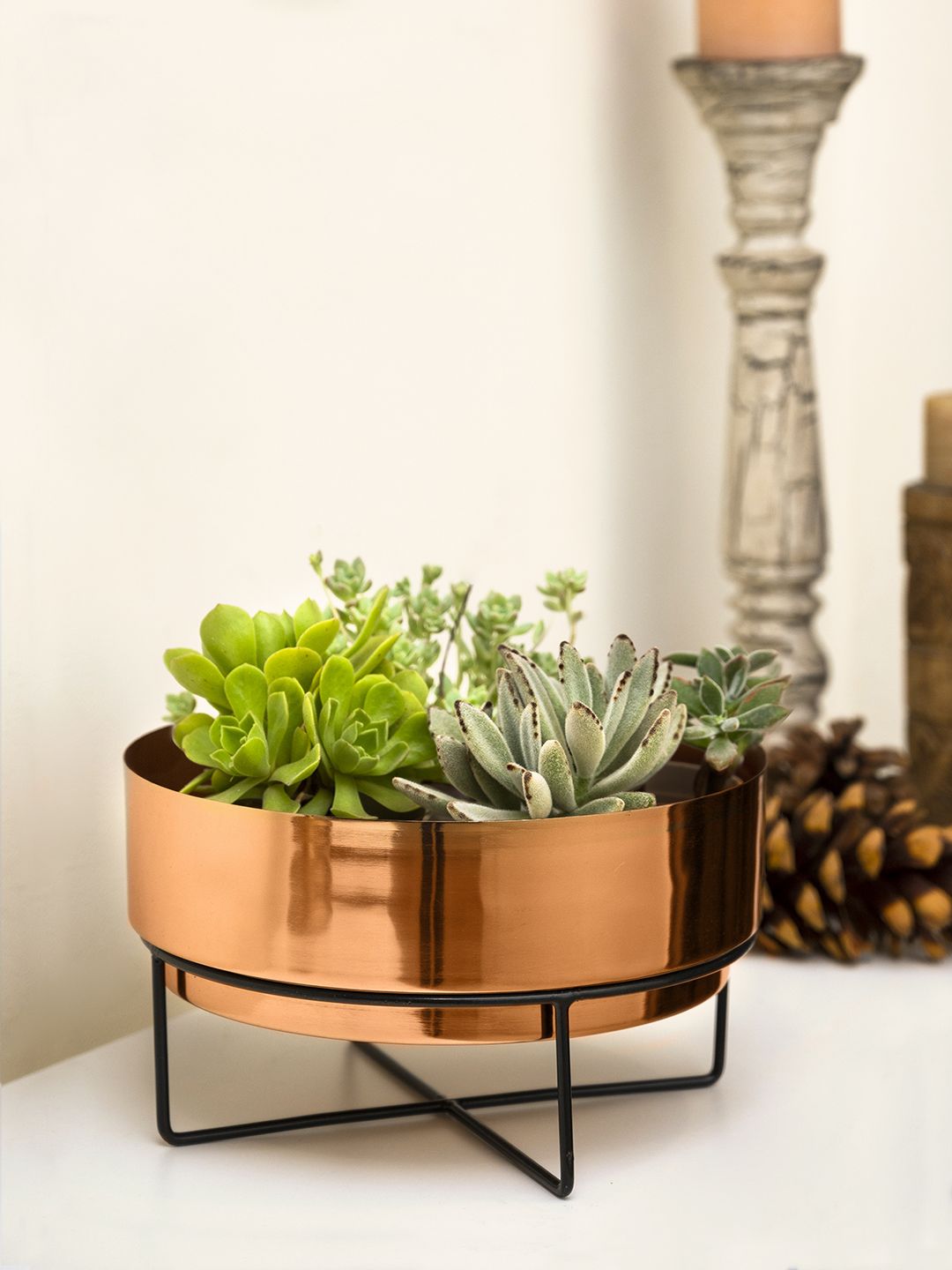 green girgit Copper-Colored Solid Metal Planters Price in India