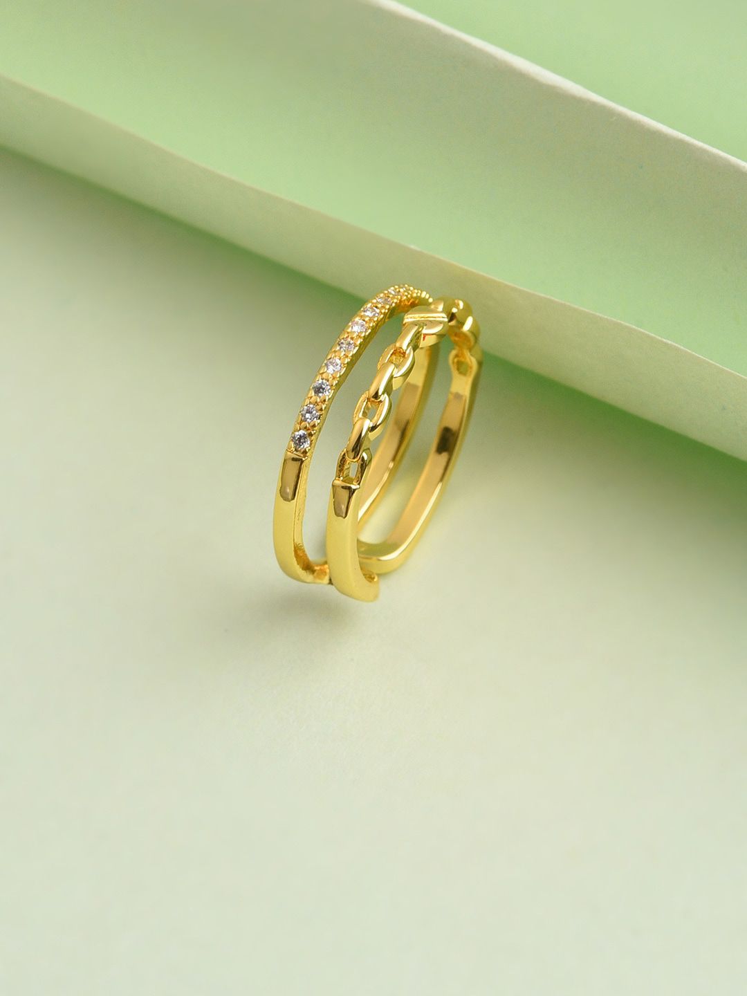 SOHI Gold-Plated Artificial Stone Studded Ring Price in India