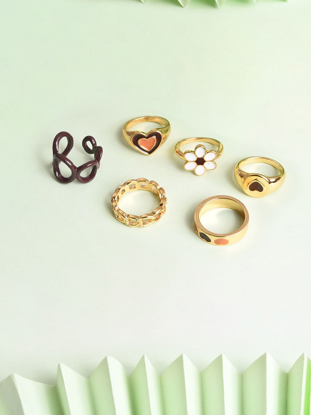 SOHI Set of 6 Gold-Plated Rings Price in India