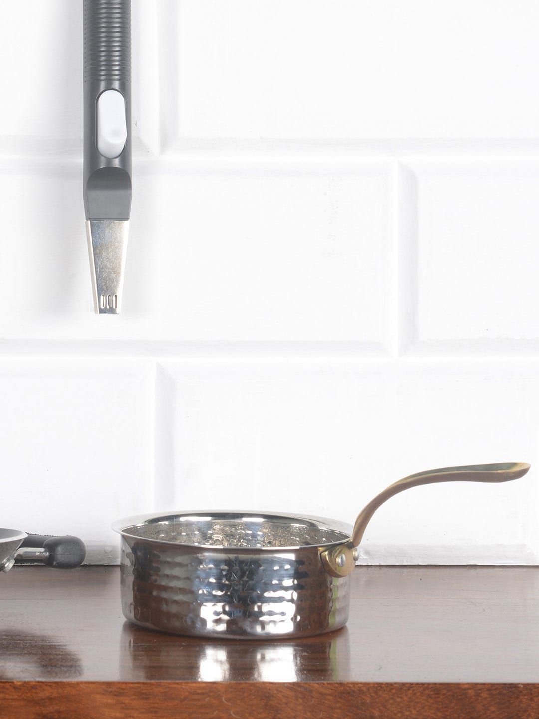 Athome by Nilkamal Silver-Toned Hammered Sauce Pan Price in India