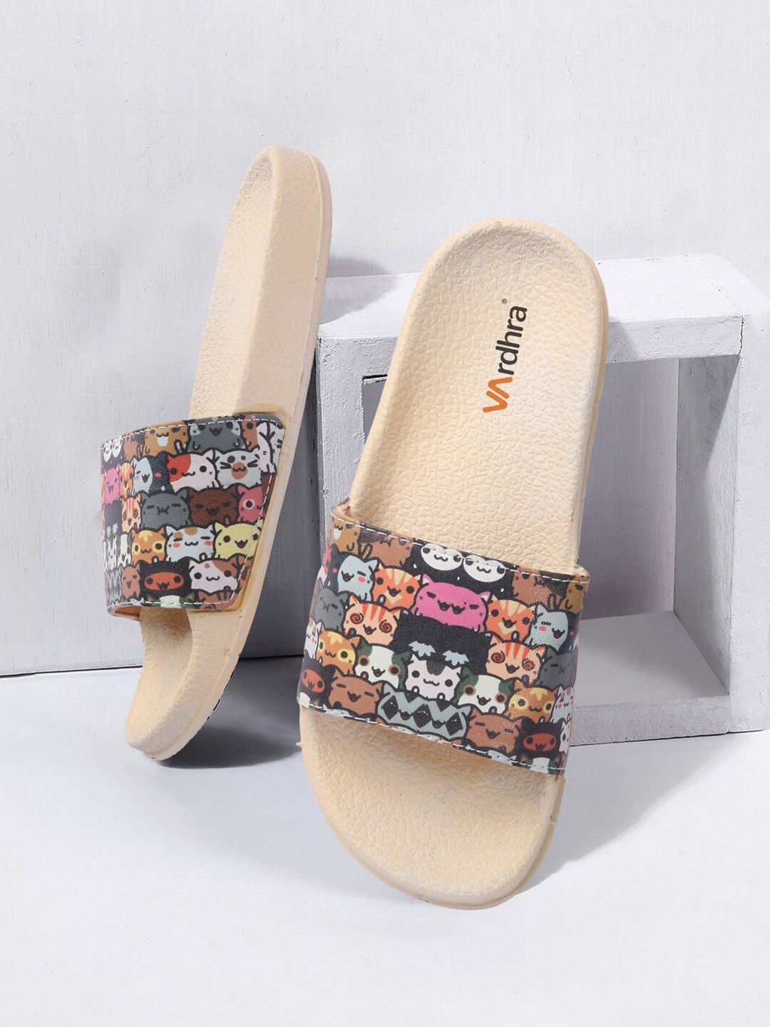 Vardhra Women Multicoloured Printed Sliders Price in India