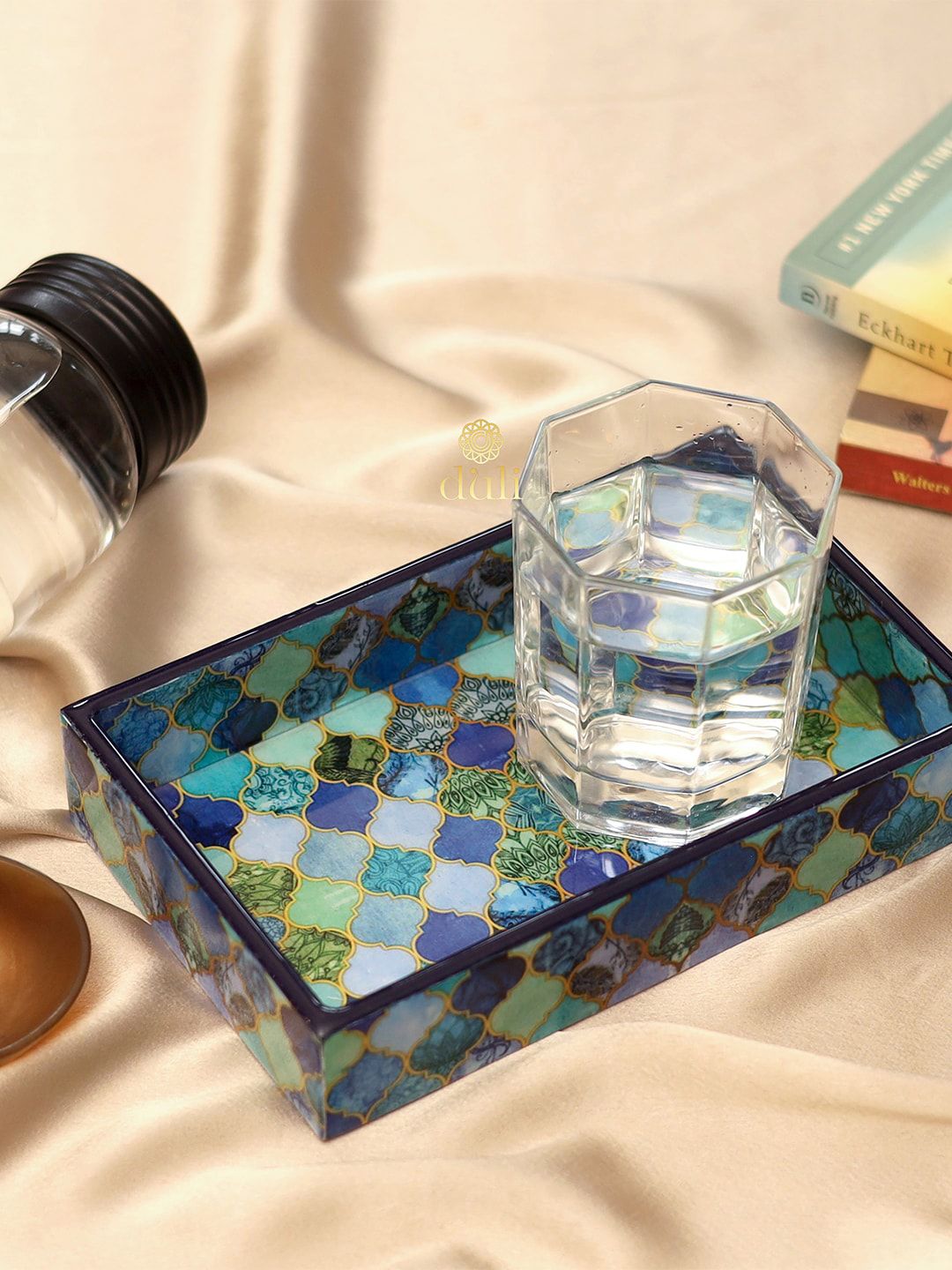 DULI Blue & Green Printed  Serving Tray Price in India