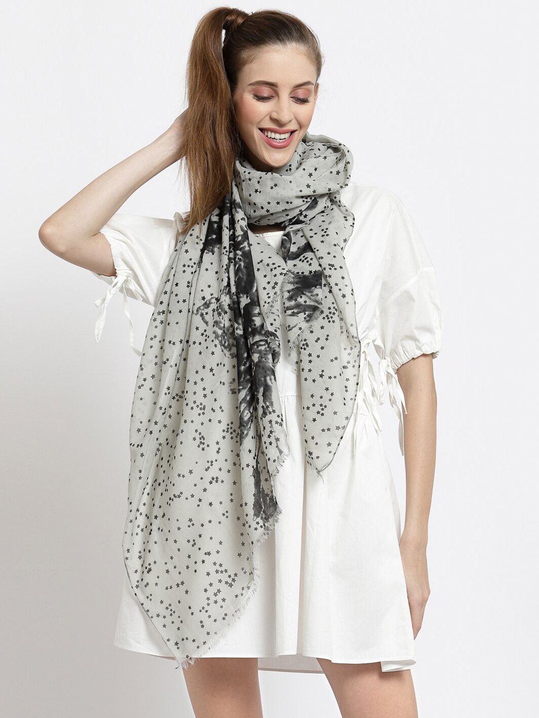 J Style Women Grey & Black Printed Stole Price in India