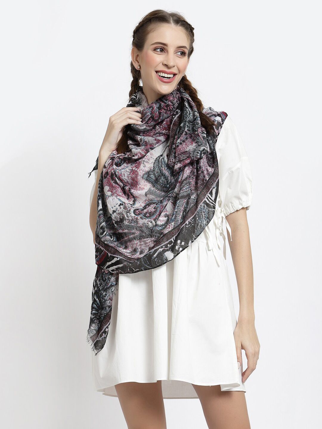 J Style Women Grey Printed Stole Price in India