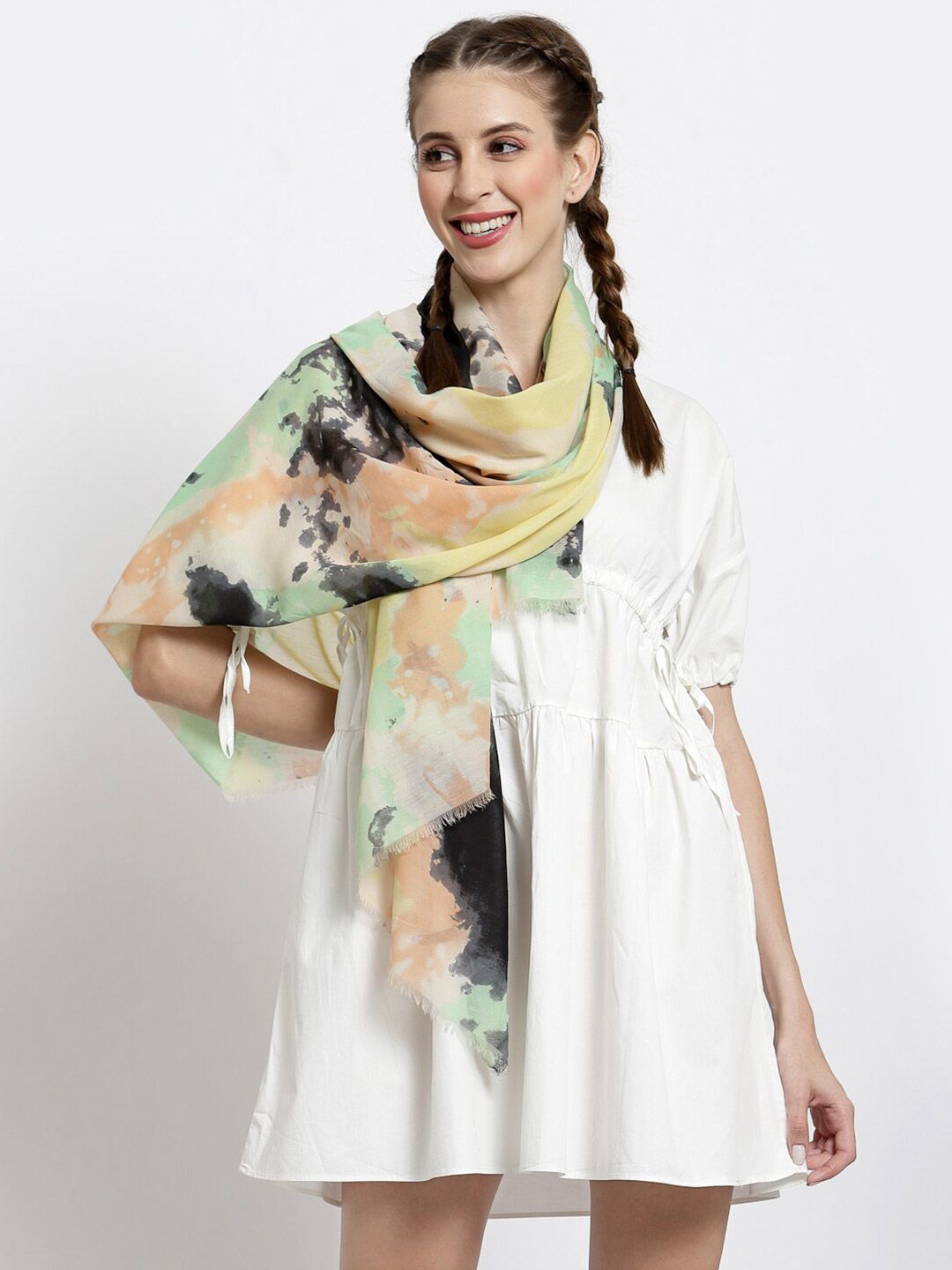 J Style Women Multicolored Printed Cotton Stole Price in India