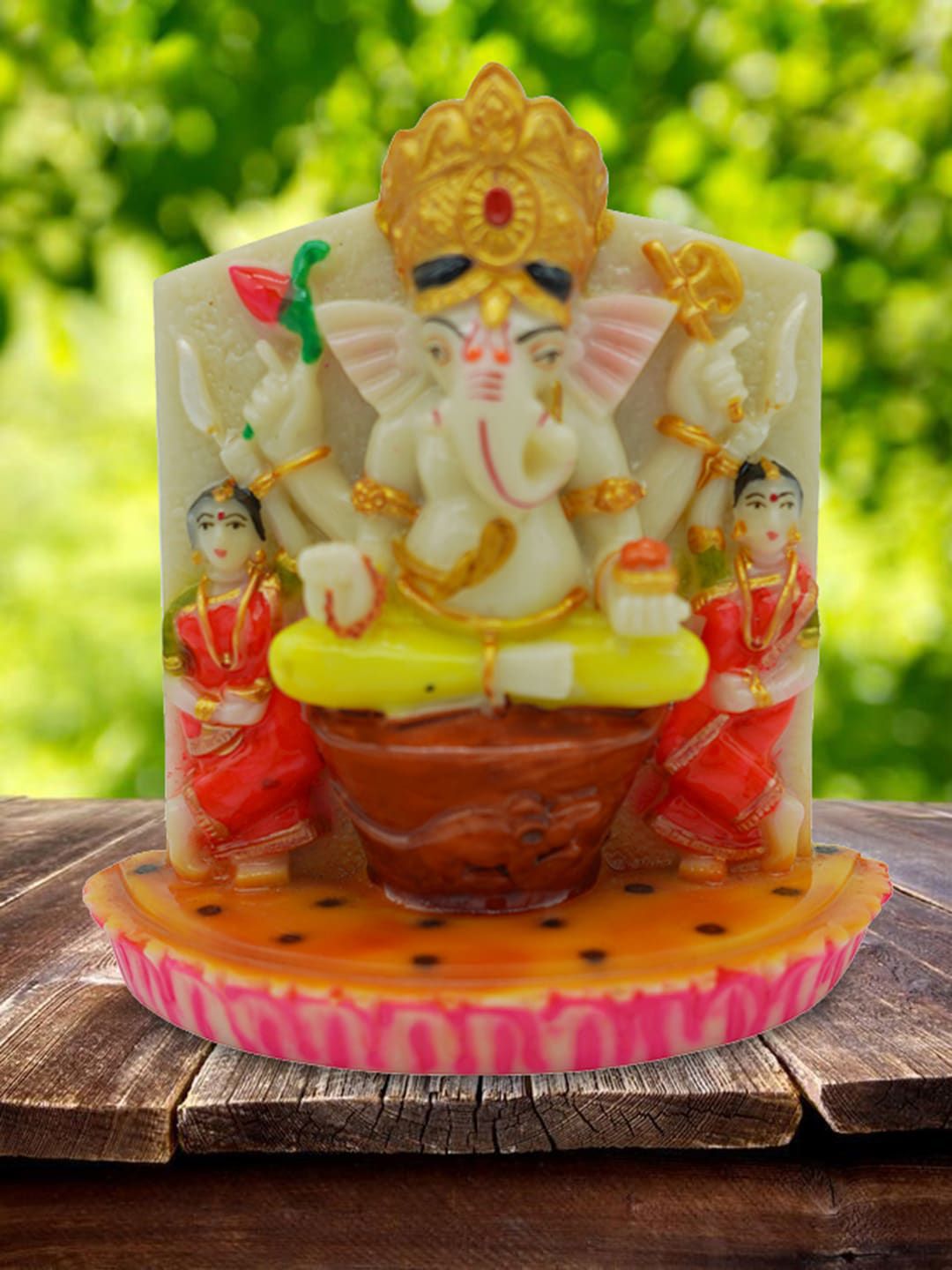 Gallery99 Cream & Yellow Handpainted Lord Ganpati Idol Showpieces Price in India