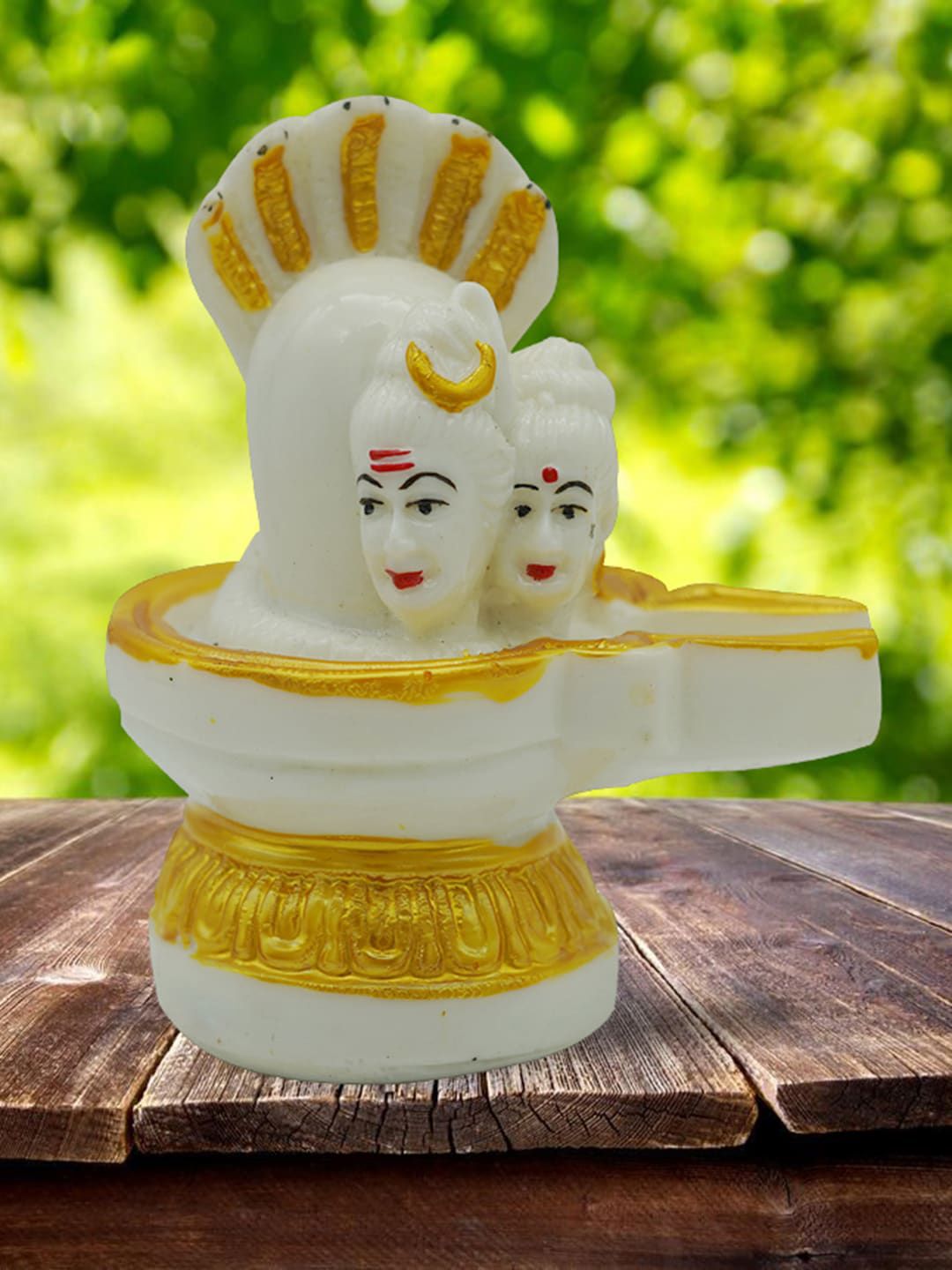 Gallery99 White & Yellow Stone Shiv Ling Statue Showpiece Price in India