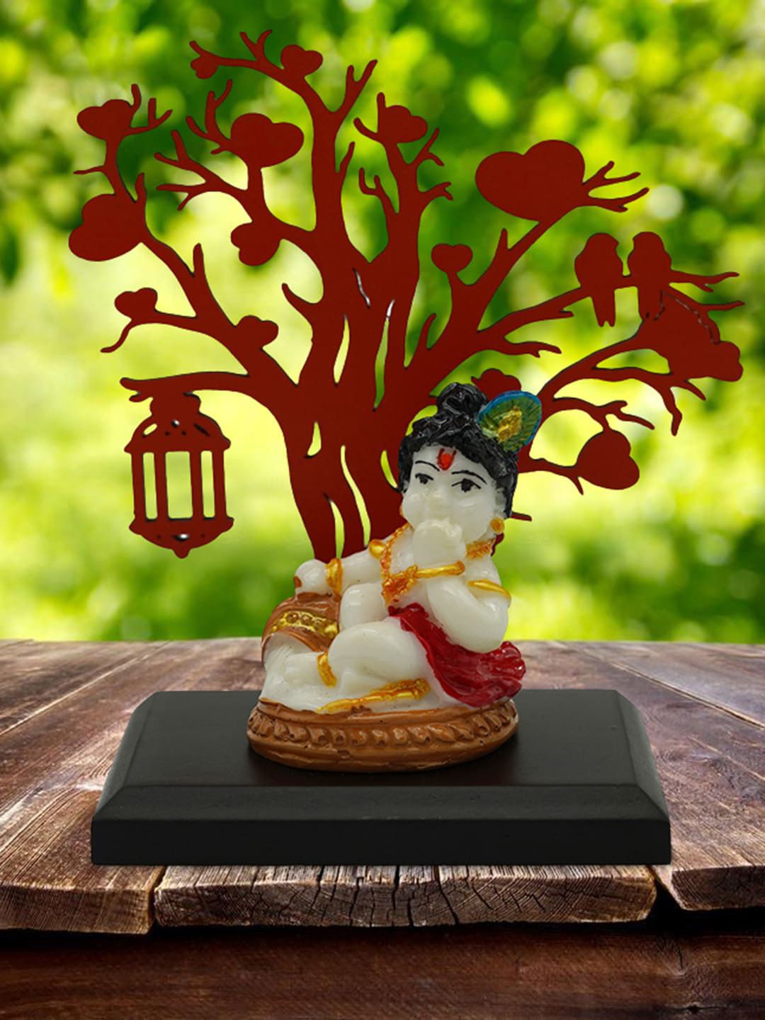 Gallery99 Red & White Bal Krishna Idol Decorative Showpiece with Wooden Tree Price in India