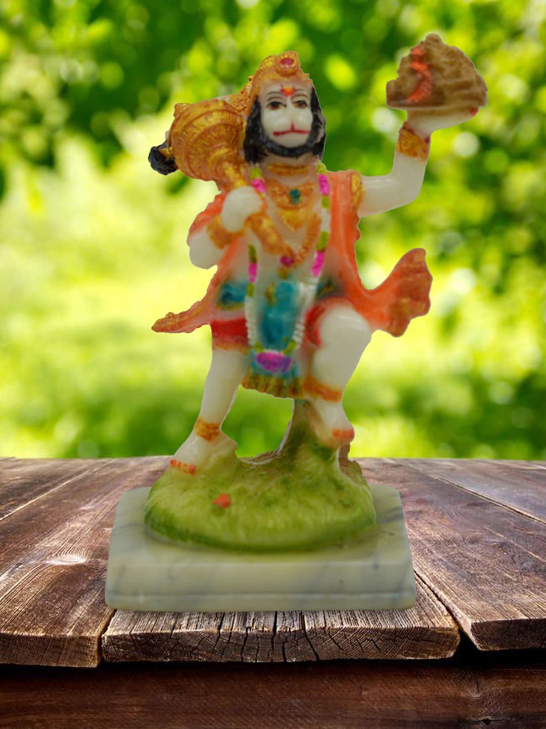 Gallery99 Gold & White Hand painted Lord Hanuman caring mountain Idol Showpieces Price in India